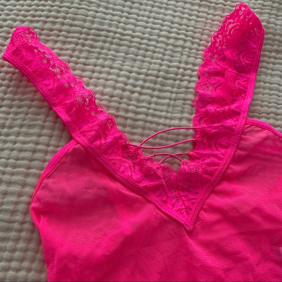 Hot Pink Mesh Leg Avenue Babydoll Top - Picture 7 of 7